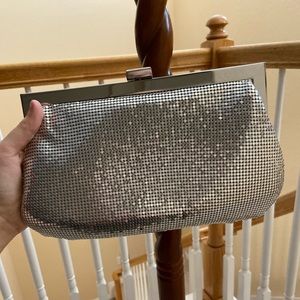 Silver metallic medium sized clutch